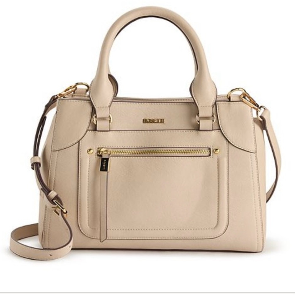 Aldo Beige Satchel with Gold Accents